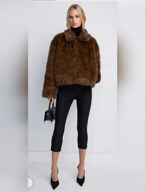 Bardot HOT ITEM! The Sylvie Zip Faux Fur Jacket in Chocolate. Sz Lg. R2S!